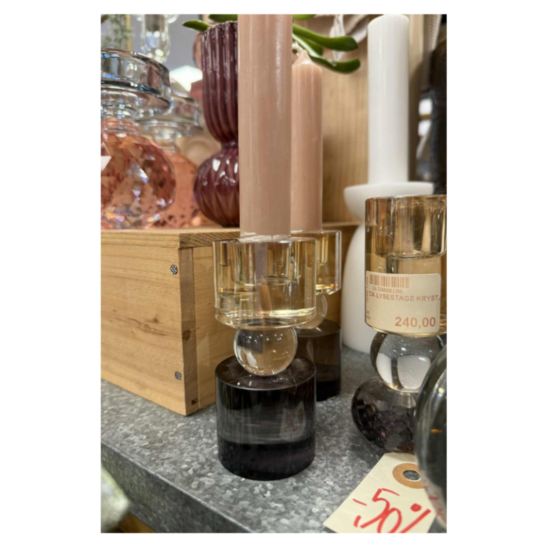 Smuk glas lysestage - klar / amber