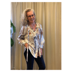 TIE BLOUSE - BIG POPPY WHITE