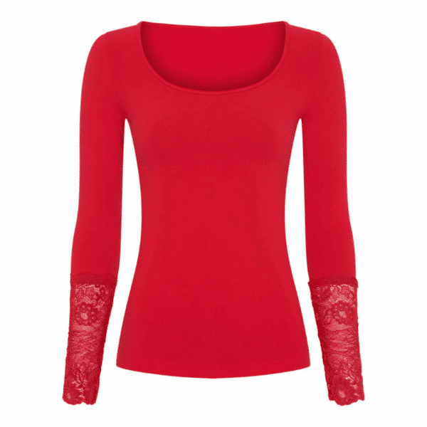 MARY BLOUSE W.LACE - ROSSO