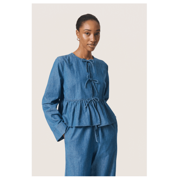 CHAMY SHIRT BLOUSE - MED BLUE - Image 2