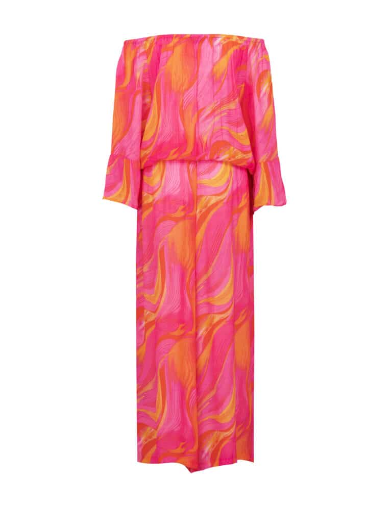 Ltiana buksedragt fra Peace Heart Joy i et smukt print i pink og orange farver. 