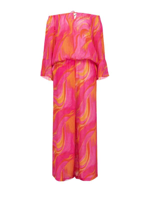 Ltiana buksedragt fra Peace Heart Joy i et smukt print i pink og orange farver. 