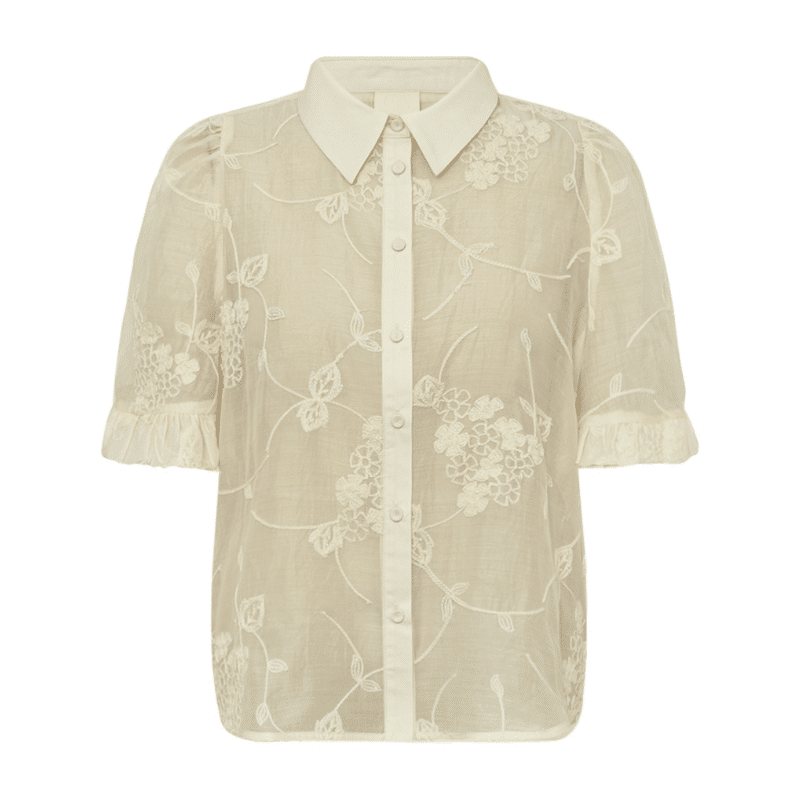 Myra Go elegant creme blondebluse med korte ærmer fra Gossia.