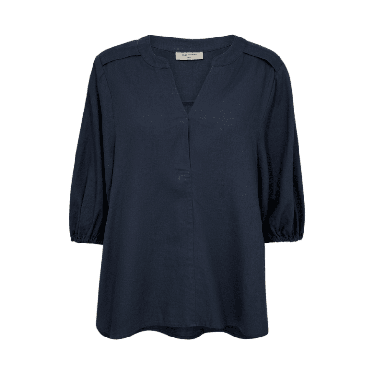 Lava navy hørbluse fra Freequent i en let hørkvalitet