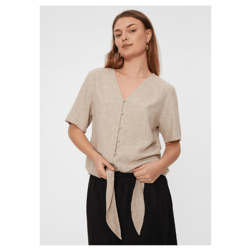 Lava sandfarvet hør bluse fra Freequent