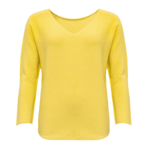 Jimmy V pullover strik i gul med V-hals fra Costa Mani