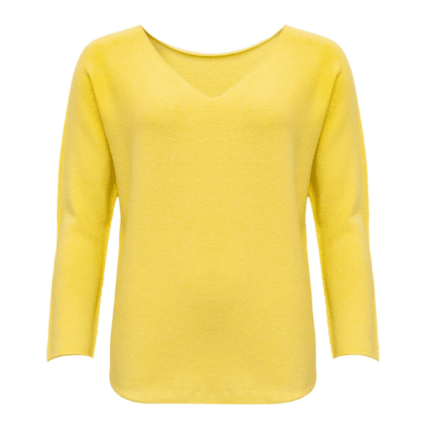 Jimmy V pullover strik i gul med V-hals fra Costa Mani