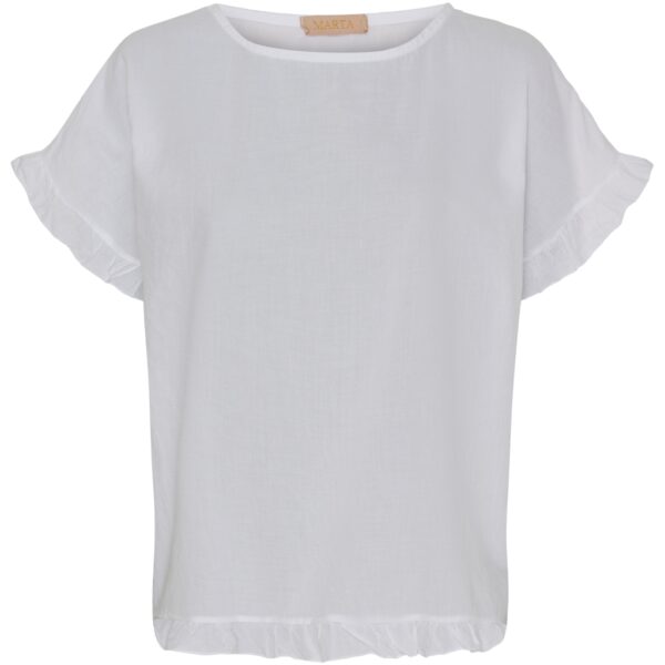 Mdc Kasimira hvid top fra Marta du Chateau. Sød t-shirt med flæsekant ved ærmerne.