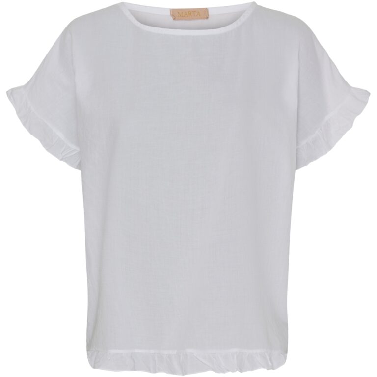 Mdc Kasimira hvid top fra Marta du Chateau. Sød t-shirt med flæsekant ved ærmerne.