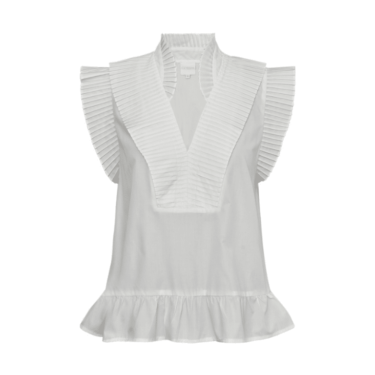 Ann Go off white top med plisse flæser fra Gossia