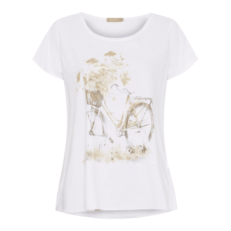 Mdc Marie T-shirt med korte ærmer fra Marta med fin glitter træ. Denne populære t-shirt findes i flere forskellige. Farve: hvid S/M & L/XL Kvalitet: 100% bomuld