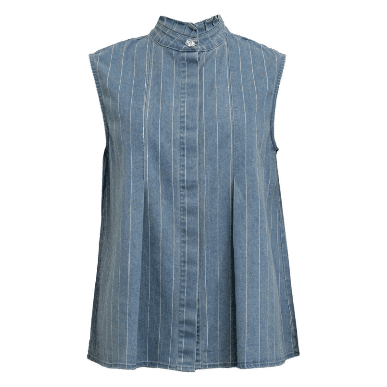 Lyseblå top med pin-stripe fra Costa Mani