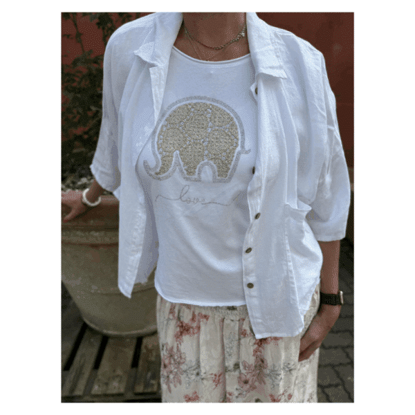 Mdc Marie T-shirt fra Marta med fin glitter elefant. Denne populære t-shirt findes i flere forskellige.