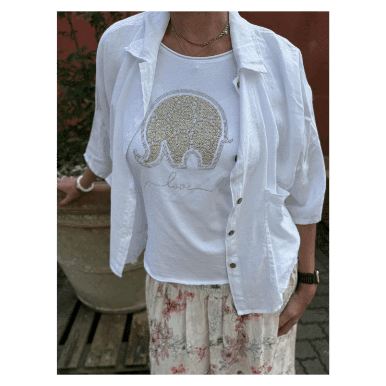 Mdc Marie T-shirt fra Marta med fin glitter elefant. Denne populære t-shirt findes i flere forskellige.
