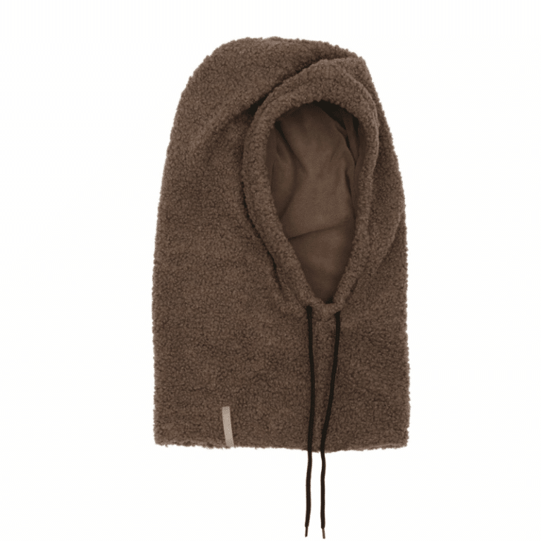 Mdc Cleore teddy balaclava fra Marta du Chateau.  Findes i beige & brun. En dejlig lun balaclava i teddy kvalitet.  100% polyester. 