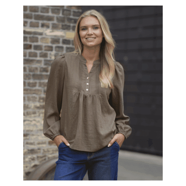 CAMILLA BLOUSE - MOLE BROWN - Billede 2