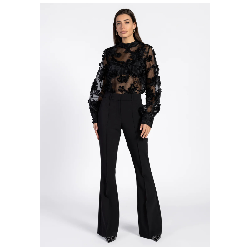 LUCIA FLOWER BLOUSE - BLACK - Billede 5