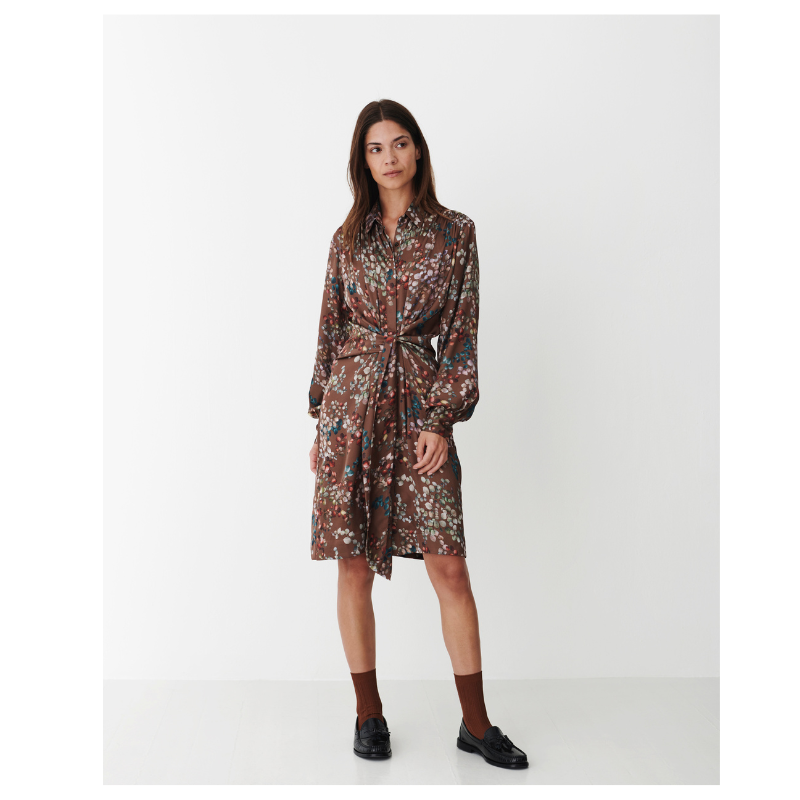 MILA DRESS (MID) - MELANGE BROWN - Billede 2