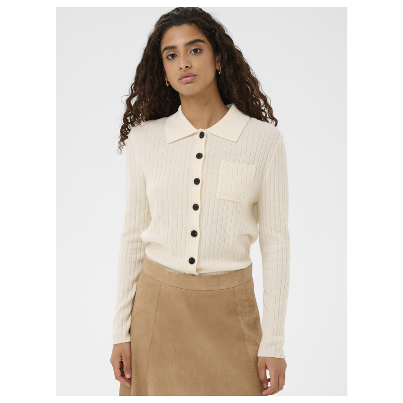 MOLINA POLO CARDIGAN - CREME - Billede 2