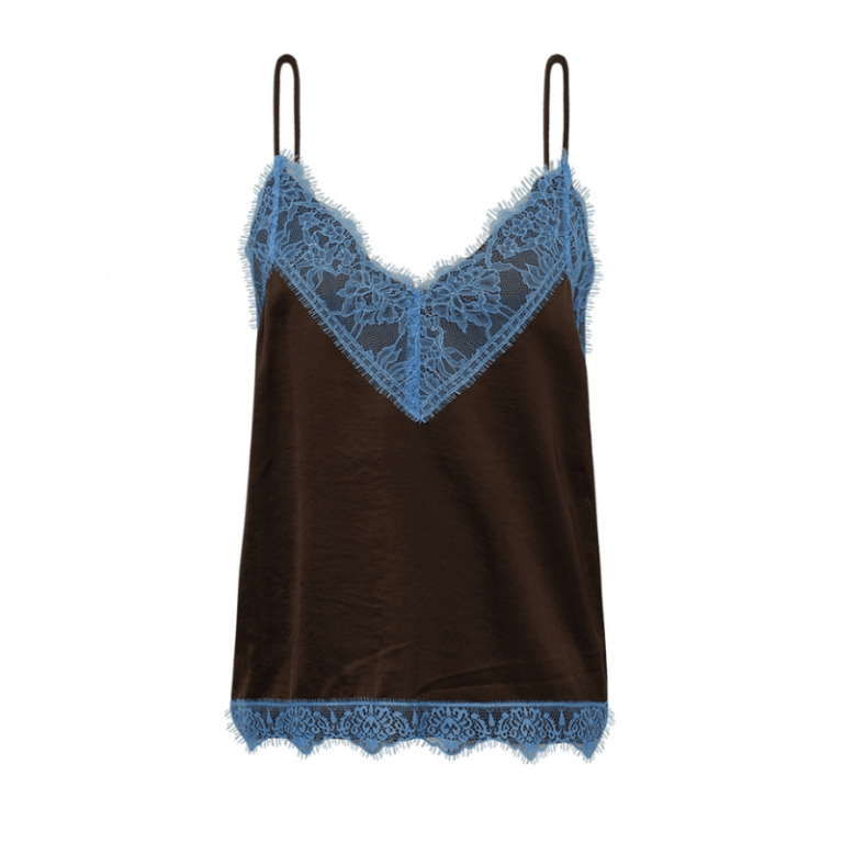 Gossia Sing Go Top med blonde. Satintop med blonde, justerbare stropper og slids