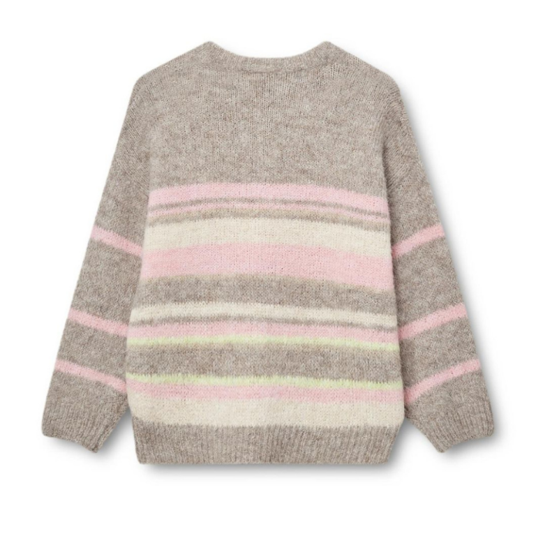 Lily o-neck strik fra KOPENHAKEN. En skøn blød strik med striber i blå og orange striber. Den skønne strik har rund hals og langeærmer. Materiale: 59% Recycled polyester 22% Polyamid 10% Polyester 8% Wool 1% Elastan Farve: off white / blå / orange Style: 9001309