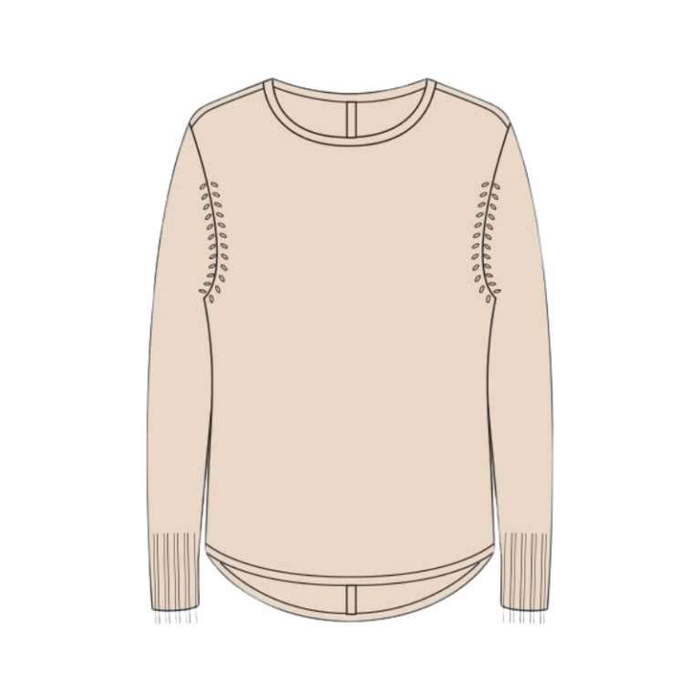 Wanda bluse fra KOPENHAKEN. Lækker blød finstrikket bluse med sød detalje på ryggen med knapper.  Blusen har normal pasform og rund hals. Findes i 3 farver.  Kvalitet: 70% Viscose EcoVero 30% Nylon Farve: beige