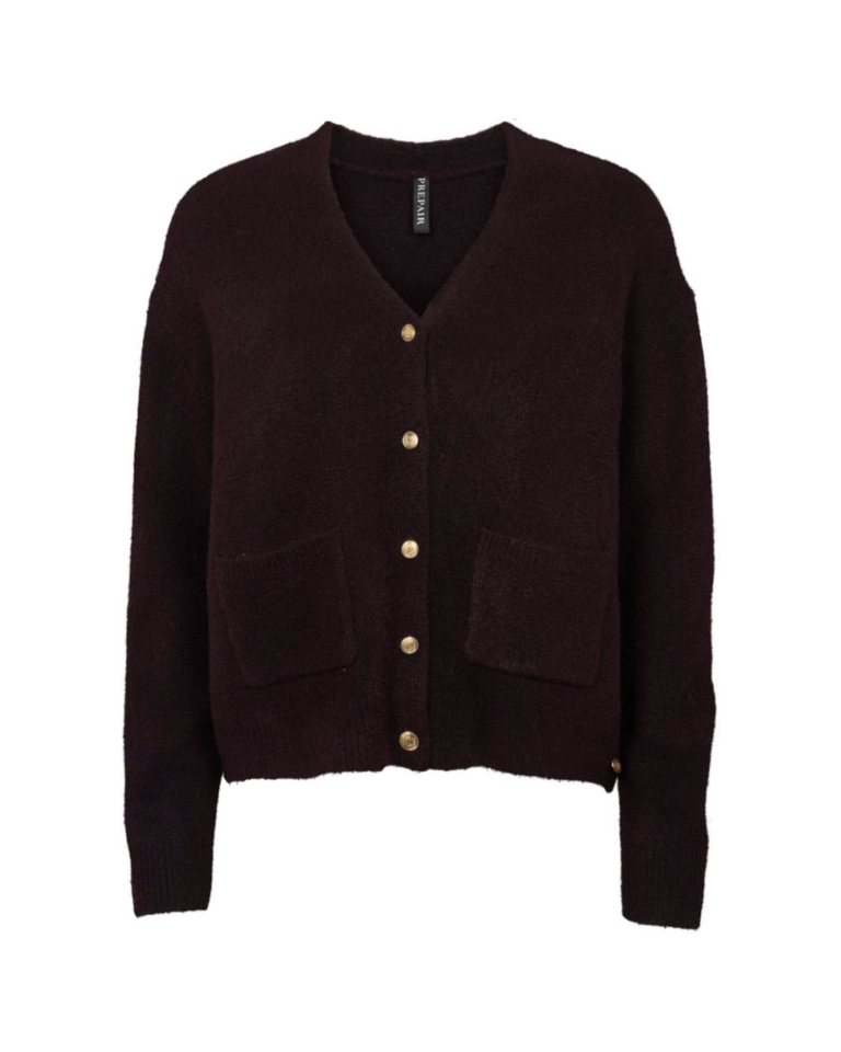 Gigi Knit Cardigan i Bordeaux fra Prepair.