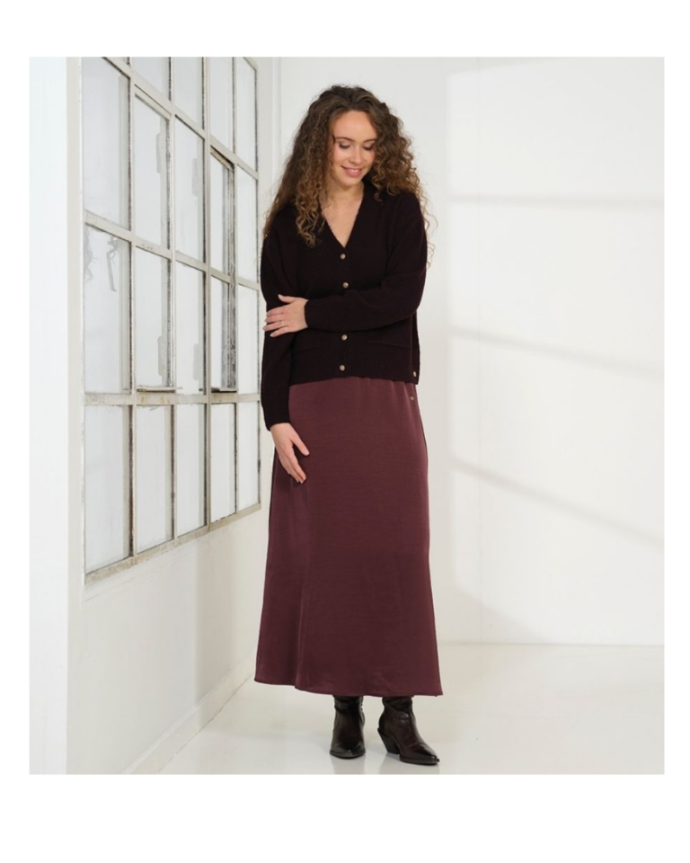 Gigi Knit Cardigan i Bordeaux fra Prepair.