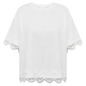 Cove Go hvid t-shirt med blondekant fra Gossia