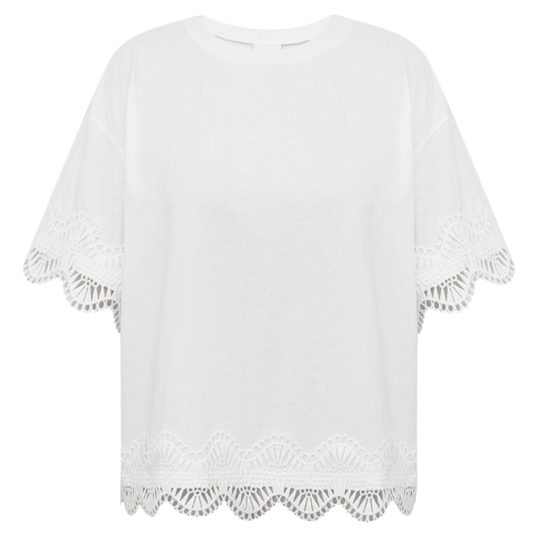 Cove Go hvid t-shirt med blondekant fra Gossia