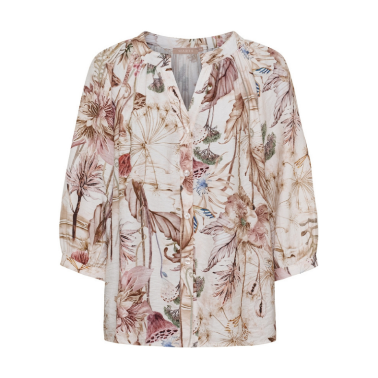 Mdc Jordan skjorte fra Marta du Chateau. Smuk skjorte i et smukt print af beige og brune nuancer