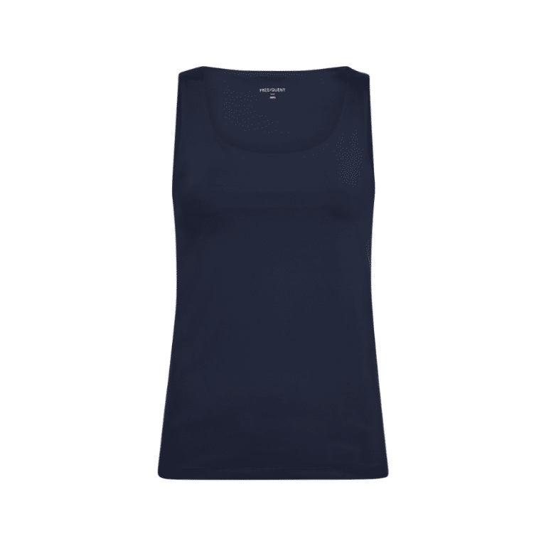 Sonia top fra Freequent. Lækker basic top, som er vendbar. Toppen fås i flere farver. Kvalitet: 86% polyamid 14% elastan  Farve: navy