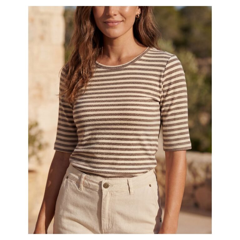 Beate stribet brun t-shirt fra Prepair