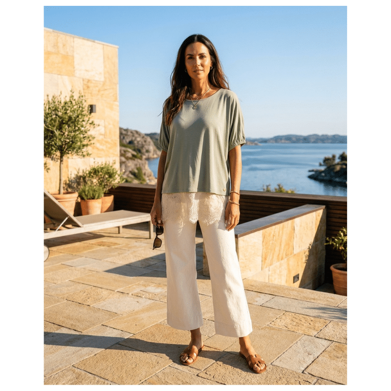ATHENA TEE - DUSTY GREEN - Billede 2