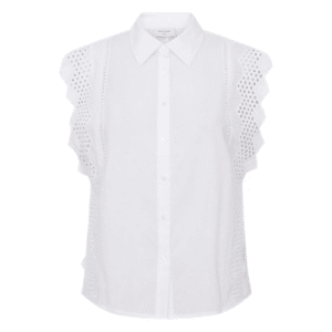 Bina blouse fra Freequent. Smuk top med broderi detaljer.  Smuk og feminin hvid bluse i 100% bomuld. 